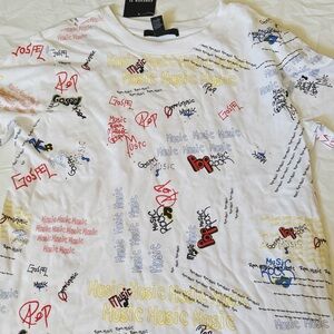 Forever 21 white random words graphic t-shirt